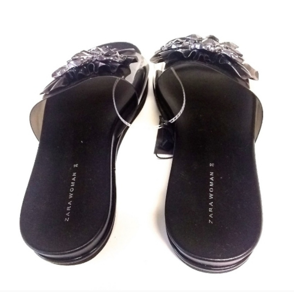 Zara bejeweled slip on black platform jelly sandal - Picture 5 of 8